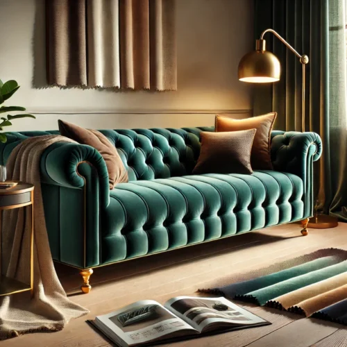 sofa de terciopelo azul