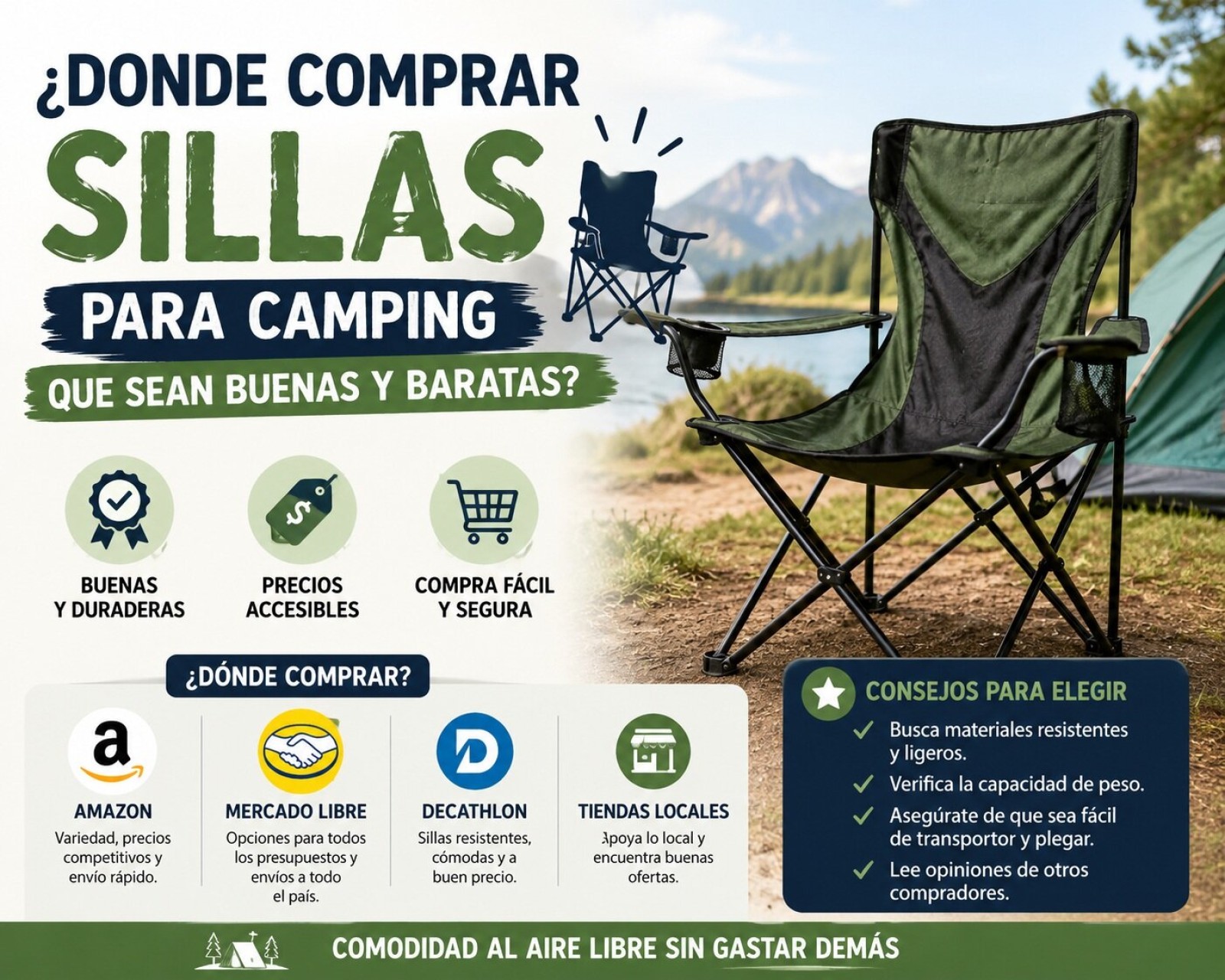 Donde comprar Sillas para Camping que sean Buenas y Baratas